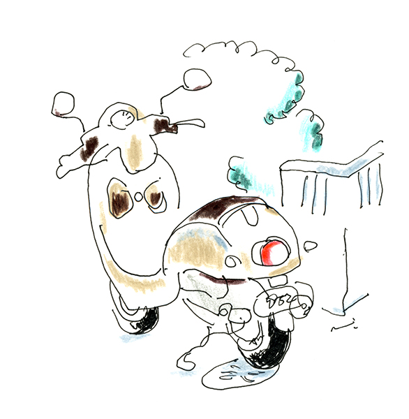 玄関に、バイク