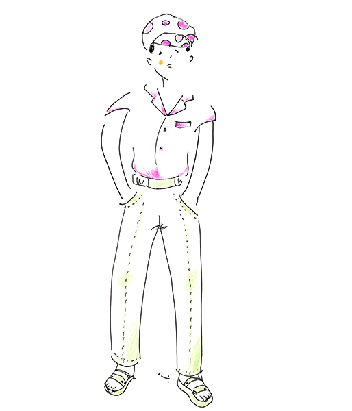 水玉帽子の少年